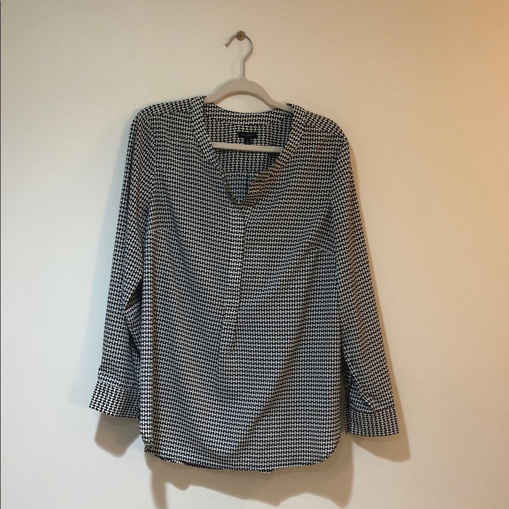 Talbots Black and White Checkered Blouse